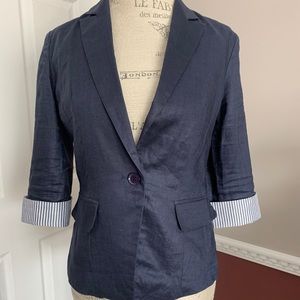 Navy linen-like summer blazer